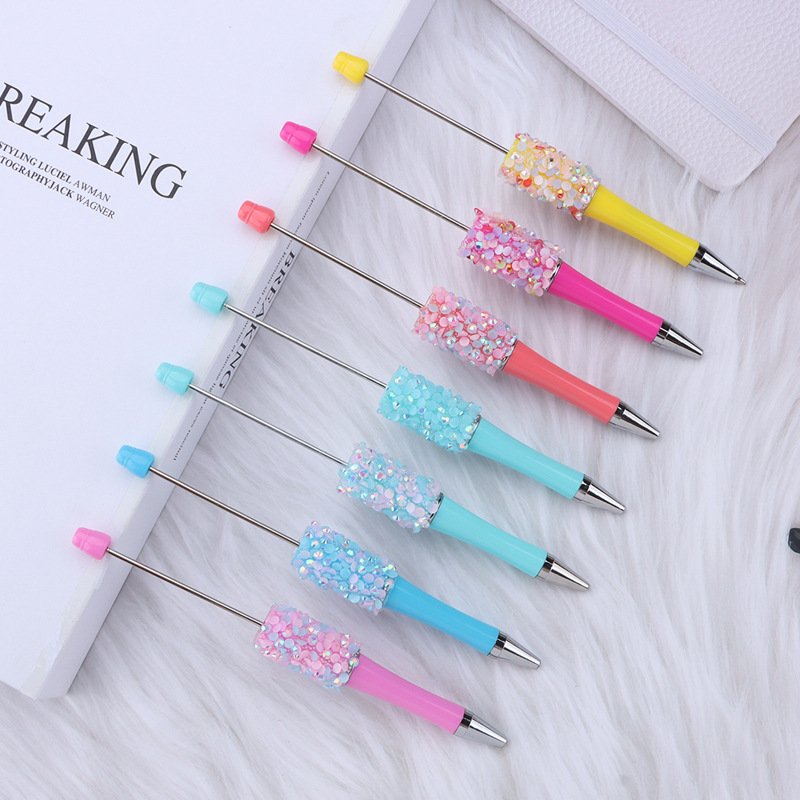 New Design Bead Gift Pens Popular DIY Bead Charm Ballpoint Pen for Wedding Birthday Colorful Glitter Style Wholesale