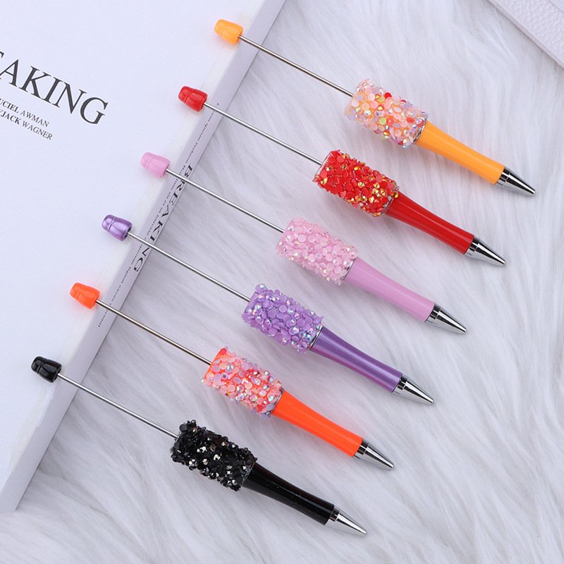 New Design Bead Gift Pens Popular DIY Bead Charm Ballpoint Pen for Wedding Birthday Colorful Glitter Style Wholesale