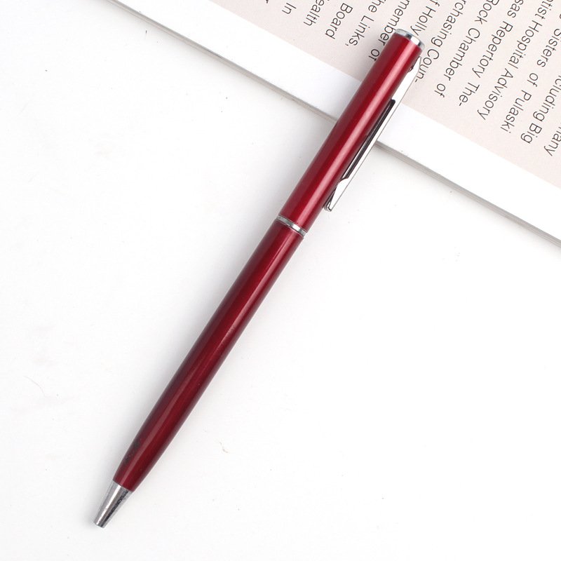 Stationery Office Slim Cross Metal Twist Ballpoint Pens Thin Hotel Metal Ballpoint Pens