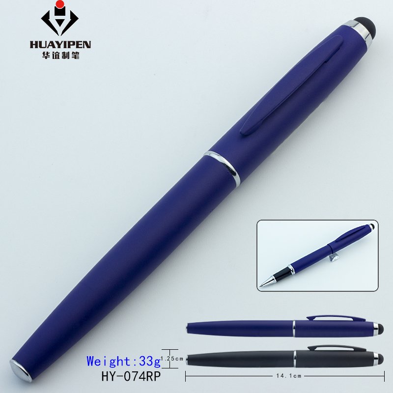 Custom logo pen metal twist stylus ballpoint pen rubber coating matte finish pen