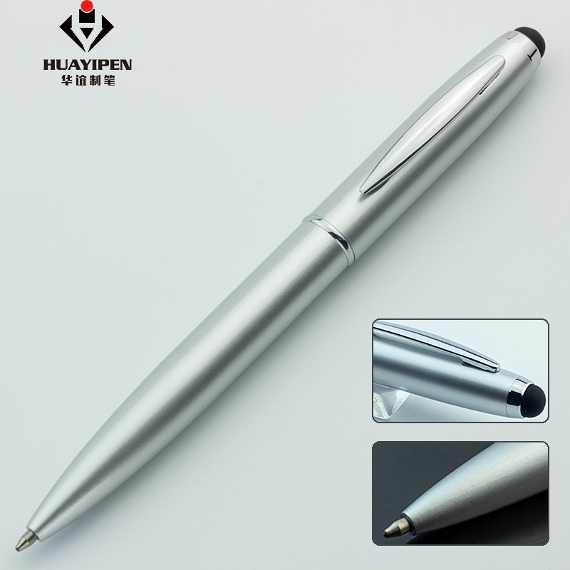 Custom logo pen metal twist stylus ballpoint pen rubber coating matte finish pen