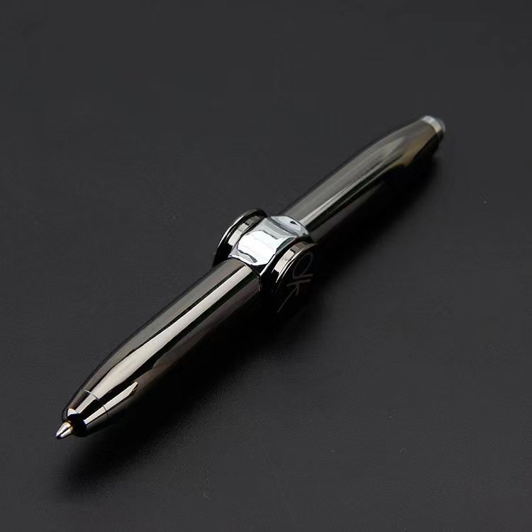 Custom Glowing Stress Relief Anxiety Mini Fidget Spinner Multifuncional Metal Ballpoint Pen With Led Lights