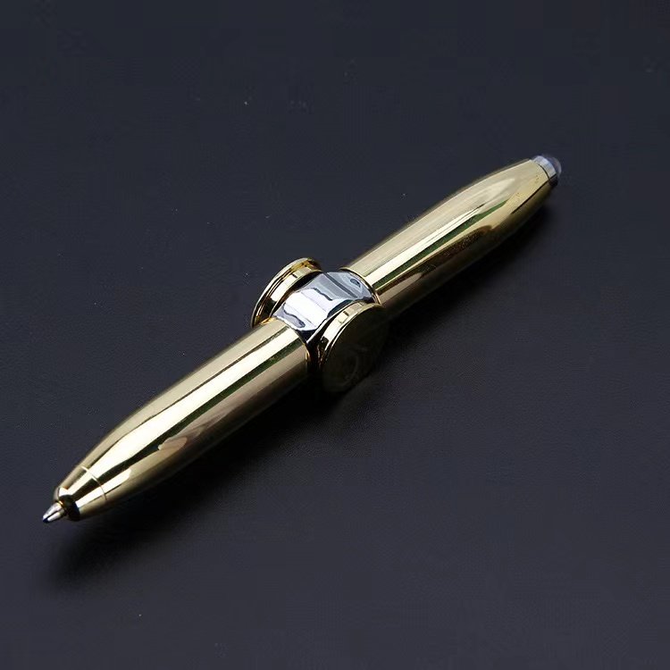 Custom Glowing Stress Relief Anxiety Mini Fidget Spinner Multifuncional Metal Ballpoint Pen With Led Lights