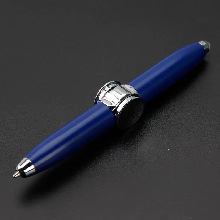 Custom Glowing Stress Relief Anxiety Mini Fidget Spinner Multifuncional Metal Ballpoint Pen With Led Lights