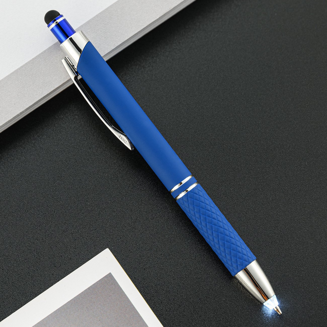 LED light pen stock gift metal touch screen ballpoint pen multifunctional three in one printable logo light pen