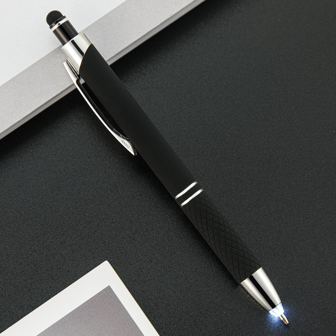 LED light pen stock gift metal touch screen ballpoint pen multifunctional three in one printable logo light pen