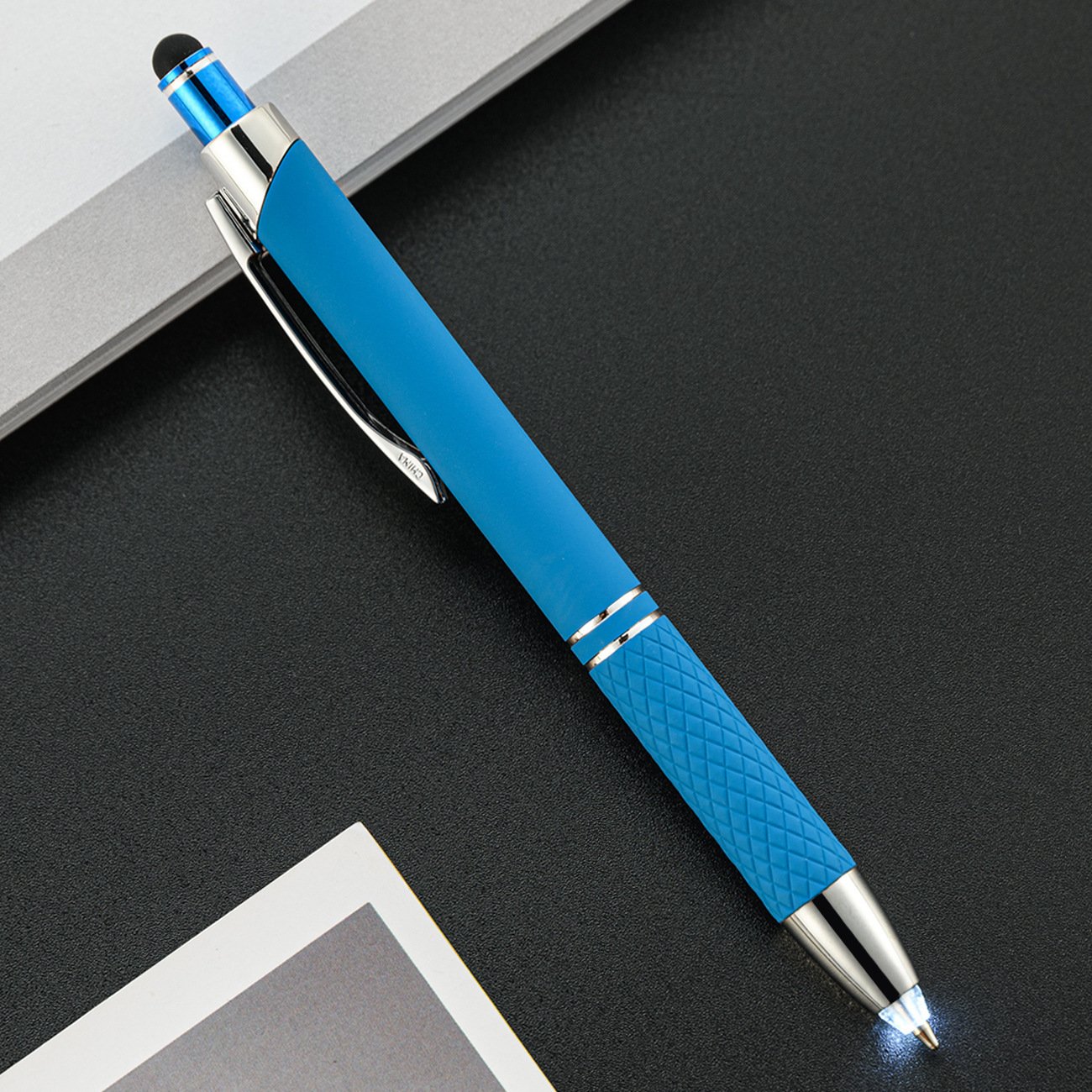 LED light pen stock gift metal touch screen ballpoint pen multifunctional three in one printable logo light pen