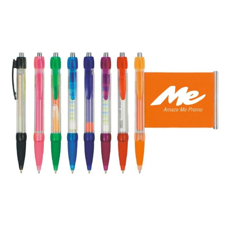 mega factory Direct Sale Promotional Advertising Recycled Paper Roll Ballpoint Pen Plastic Flag Retractable Pull Out Banner Pen