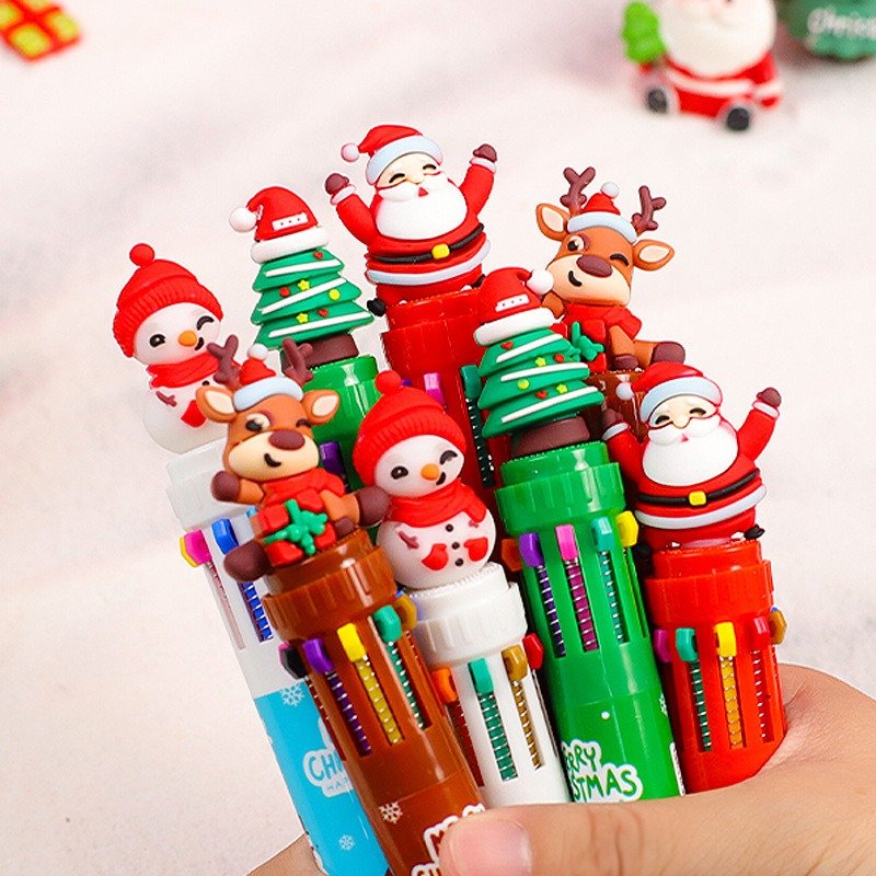 Christmas Ten Color Pen Creative Children's Color Pen Student Learning Supplies 10 Color Neutral Pen Cartoon Christmas Supplies