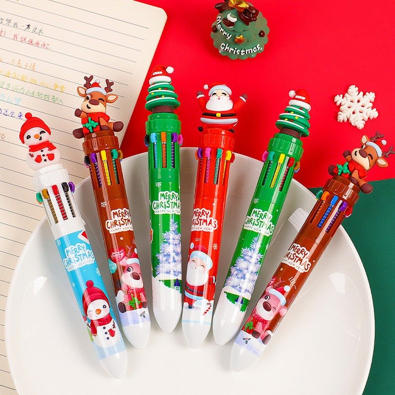 Christmas Ten Color Pen Creative Children's Color Pen Student Learning Supplies 10 Color Neutral Pen Cartoon Christmas Supplies