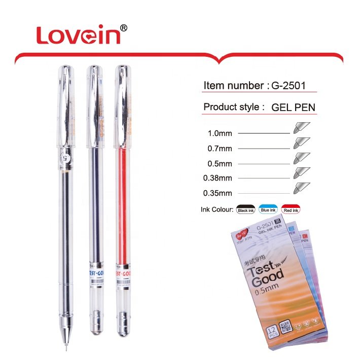 Zhixin Gel Pen G-2501Test Good 0.5mm Multicolor Pens, Popular Gel Needle Tip, Non Bleed Ink Pen with Office School Writing Pens