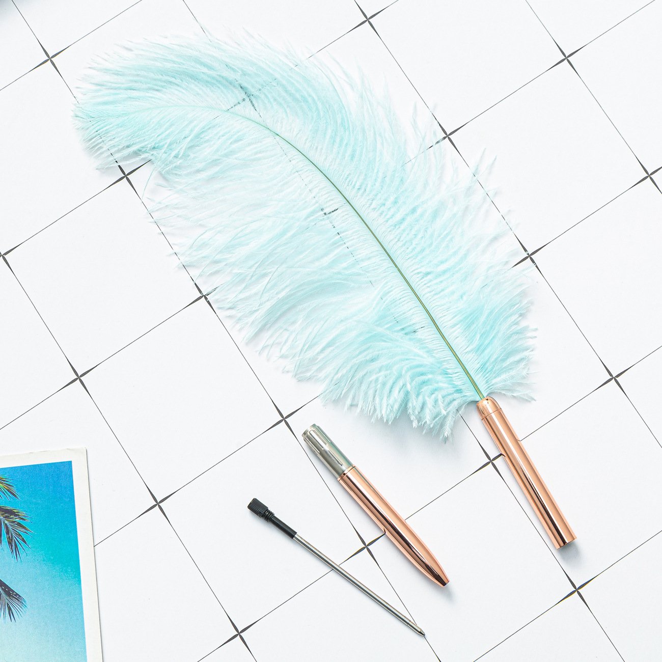 Novelty Craft Retro Style Neutral Feather Pen Creative School Office Multi-color Pen Feather Metal Ballpoint Pens