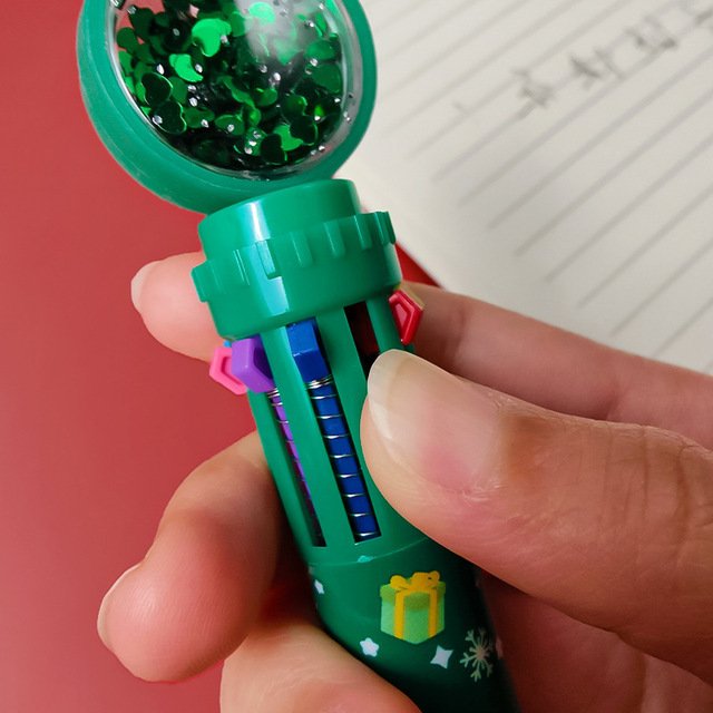 Christmas10 Multicolor Ballpoint PensRetractable Colorful Ink Pens 0.5mm Fine Point Pen Xmas Santa Rollerball Pen Gift