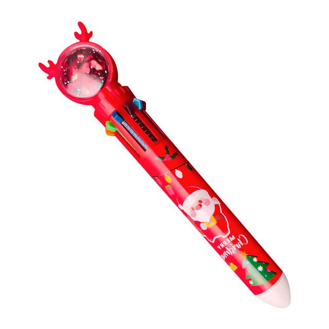Christmas10 Multicolor Ballpoint PensRetractable Colorful Ink Pens 0.5mm Fine Point Pen Xmas Santa Rollerball Pen Gift