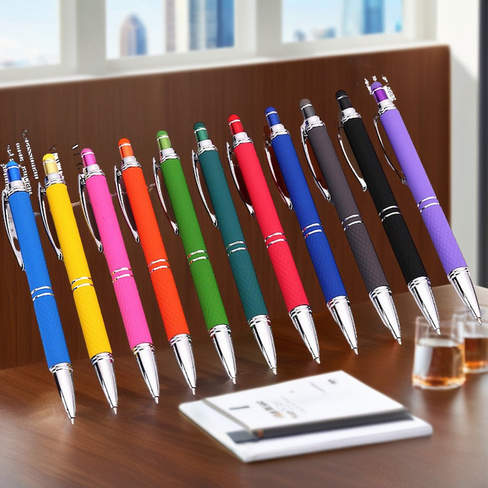 2-in-1 Ballpen Stylus Promotional Ballpoint Pen with Screen Function Metal Body for Advertising Gifts Factory Delivery