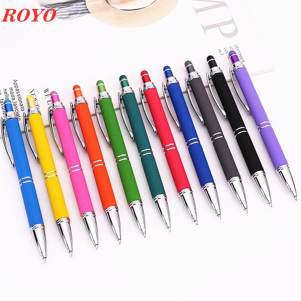 2-in-1 Ballpen Stylus Promotional Ballpoint Pen with Screen Function Metal Body for Advertising Gifts Factory Delivery
