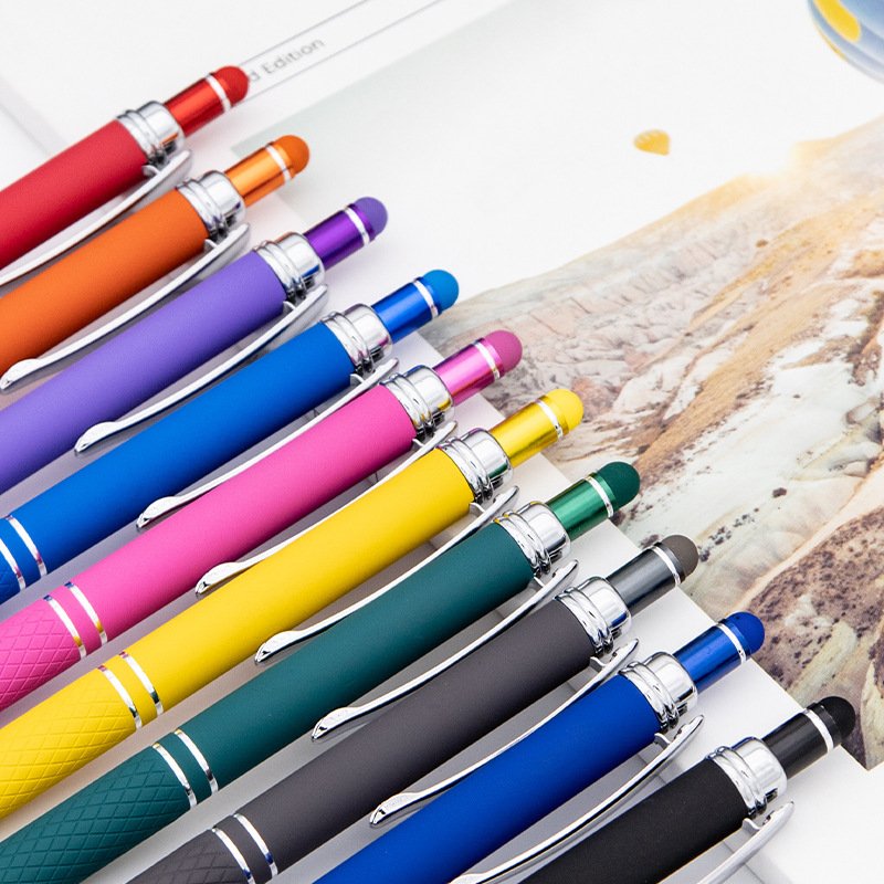 2-in-1 Ballpen Stylus Promotional Ballpoint Pen with Screen Function Metal Body for Advertising Gifts Factory Delivery