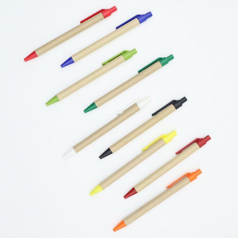 Creative Stationery Unique Design Plastic Ballpoint Pen Eco Friendly Custom Recycled Paper Kraft Ball Pen With Custom Logo