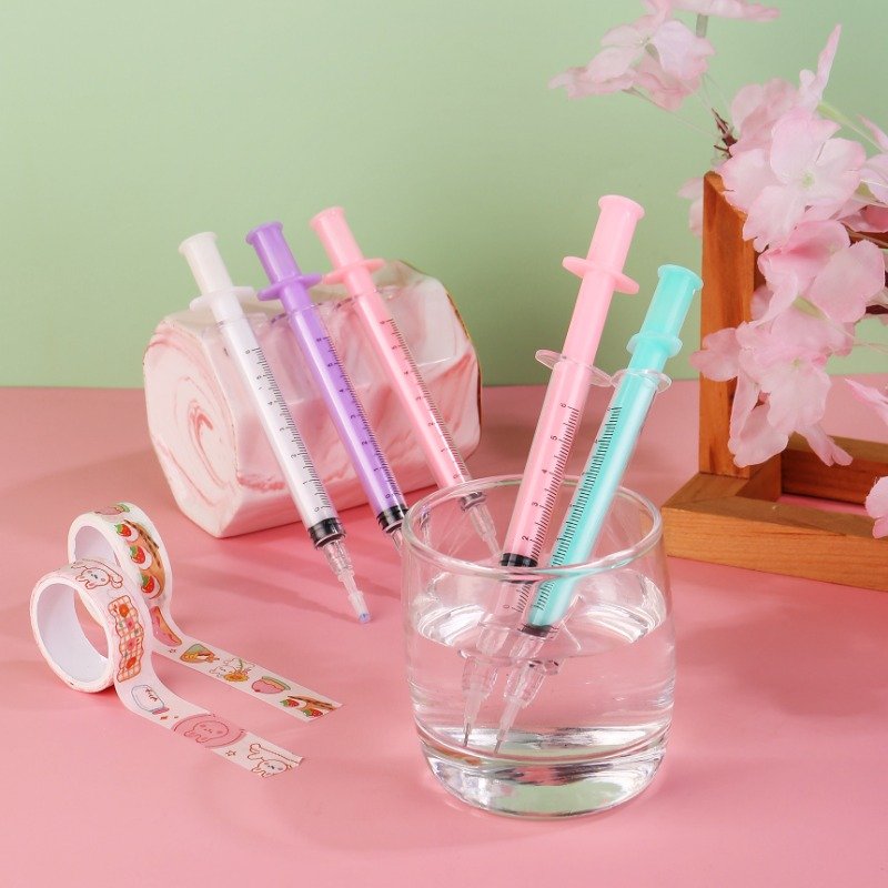 Creative needle tube gel pen school stationery syringe shape ball point pen April Fool's Day funny writing pen wholesale