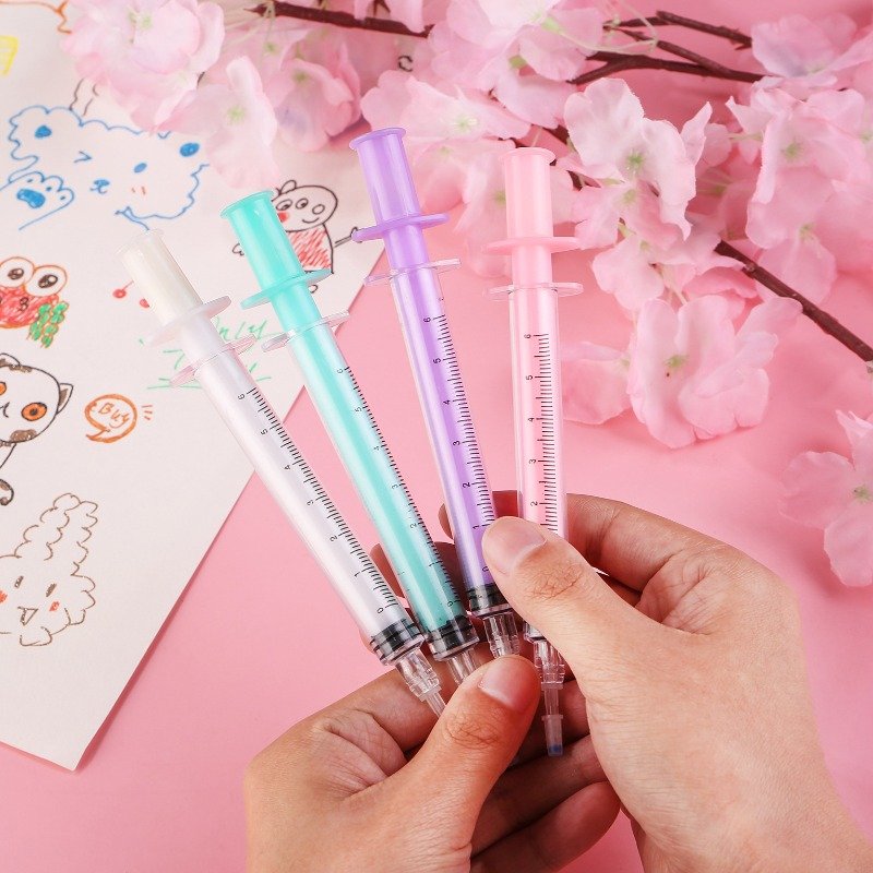Creative needle tube gel pen school stationery syringe shape ball point pen April Fool's Day funny writing pen wholesale