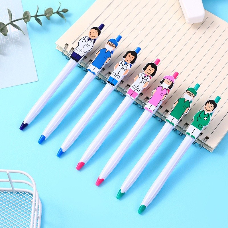 Popular Creative Male Doctor Female Nurse Pen Clip Ballpoint Pen Cartoon Character Advertising Promotion Gift Pen Wholesale