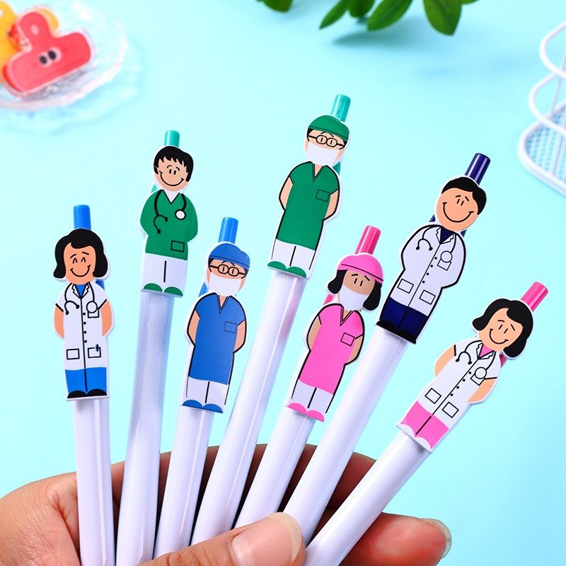Popular Creative Male Doctor Female Nurse Pen Clip Ballpoint Pen Cartoon Character Advertising Promotion Gift Pen Wholesale