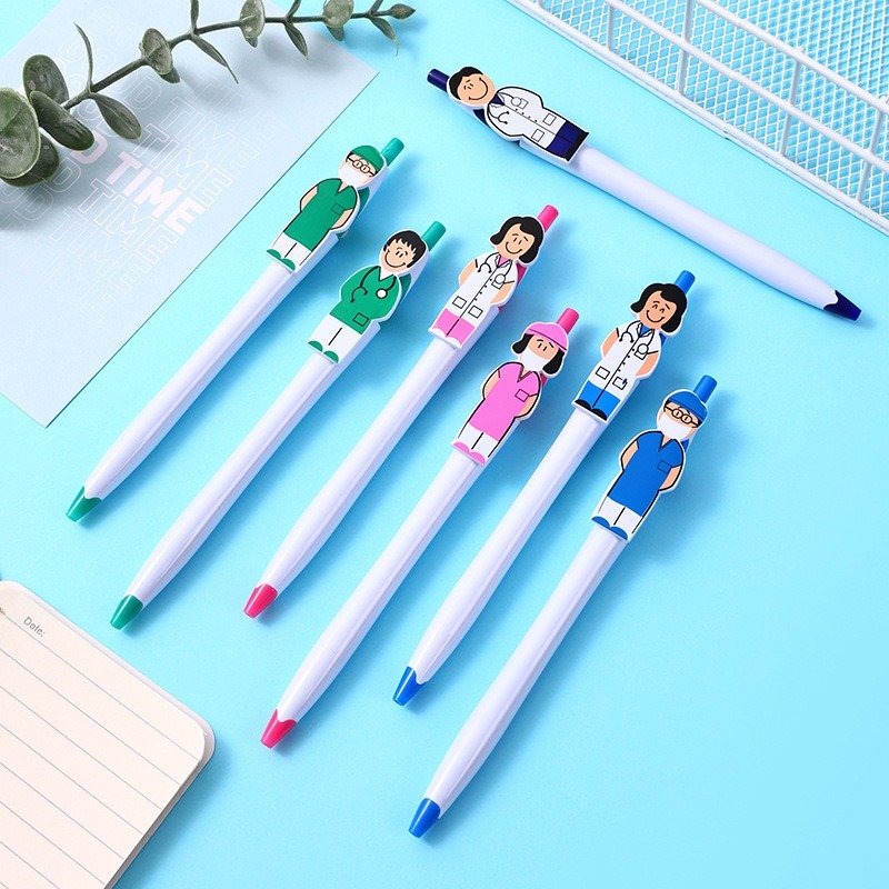 Popular Creative Male Doctor Female Nurse Pen Clip Ballpoint Pen Cartoon Character Advertising Promotion Gift Pen Wholesale