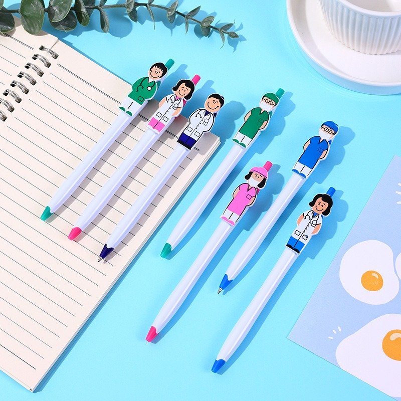 Popular Creative Male Doctor Female Nurse Pen Clip Ballpoint Pen Cartoon Character Advertising Promotion Gift Pen Wholesale