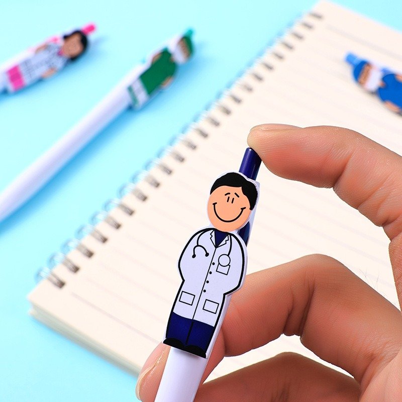 Popular Creative Male Doctor Female Nurse Pen Clip Ballpoint Pen Cartoon Character Advertising Promotion Gift Pen Wholesale
