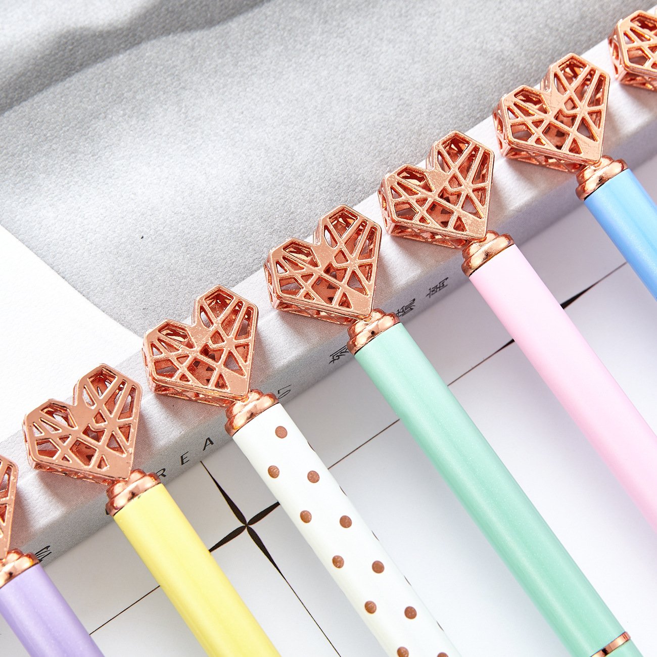 3D Large Rose Gold Tip Heart Metal Pens with custom logo Business Gift Ballpoint Pen