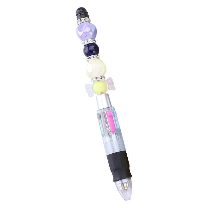 Bead DIY Personalized Four-Color BALLPOINT Pen Creative Novelty Jewelry Cute Puzzle Transparent Plastic Ball Pen