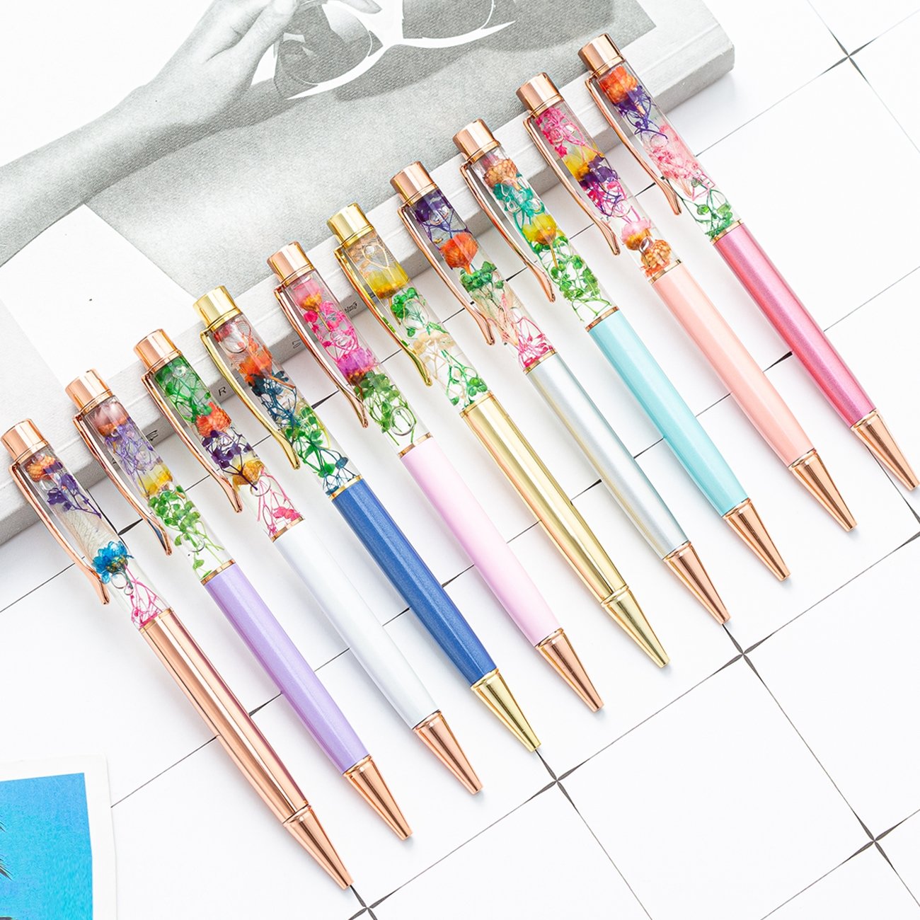 Promotion Personalised Glitter Floating Pen Colored Metal for Office Writing 1.0mm Width