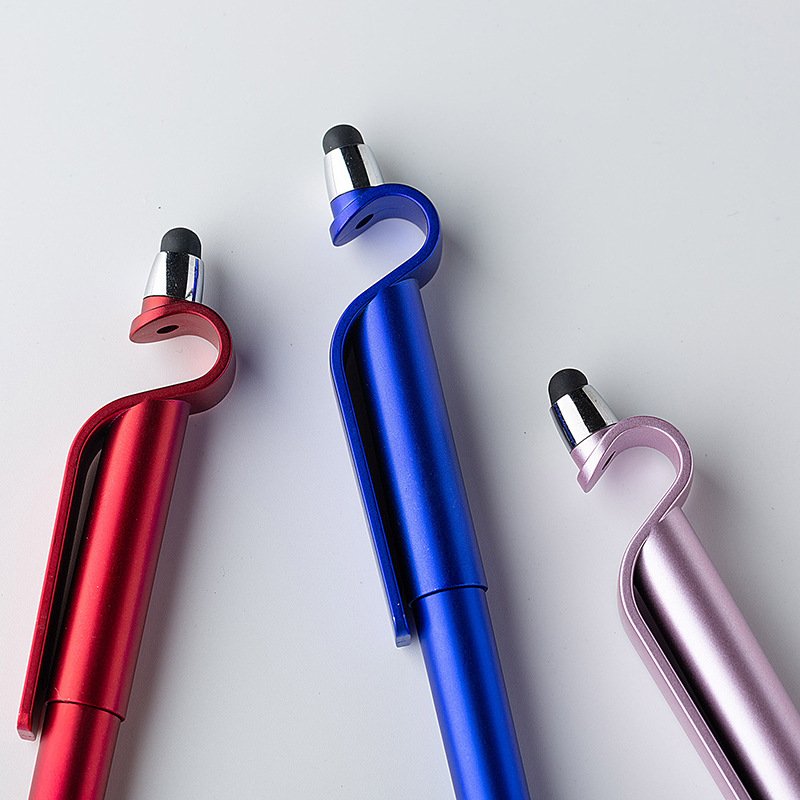 High Quality 3-in-1 Plastic Ballpoint Pens 0.5MM & 1.0MM Gel Ink Custom Logo Phone Holder Stylus Pen