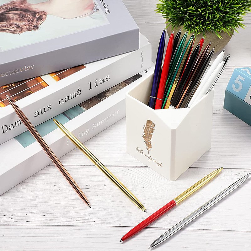 Hot Sale Designer Thin Ballpoint Pen Gold Metallic Rose Pens Premium with Black Ink for Office