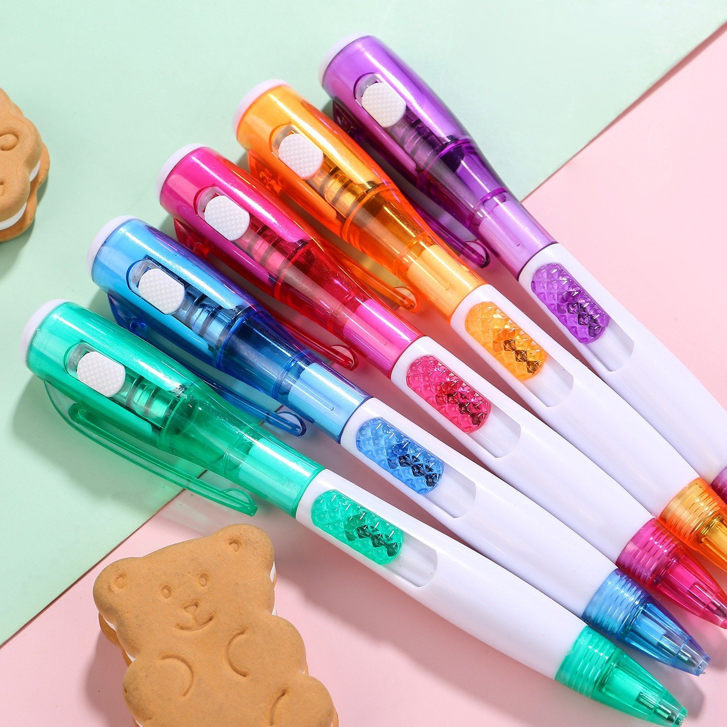 2 in 1 multi function LED light pen with Custom logo Promotional led Plastic Ballpoint Pen for gift