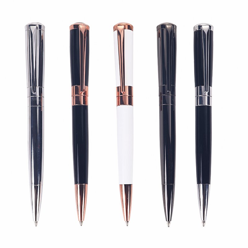SHULI Branded Luxury Gift Promotion Twist Copper Pole Ball Point Pen Heavy Advertising Personalized Metal Pens With Custom Logo