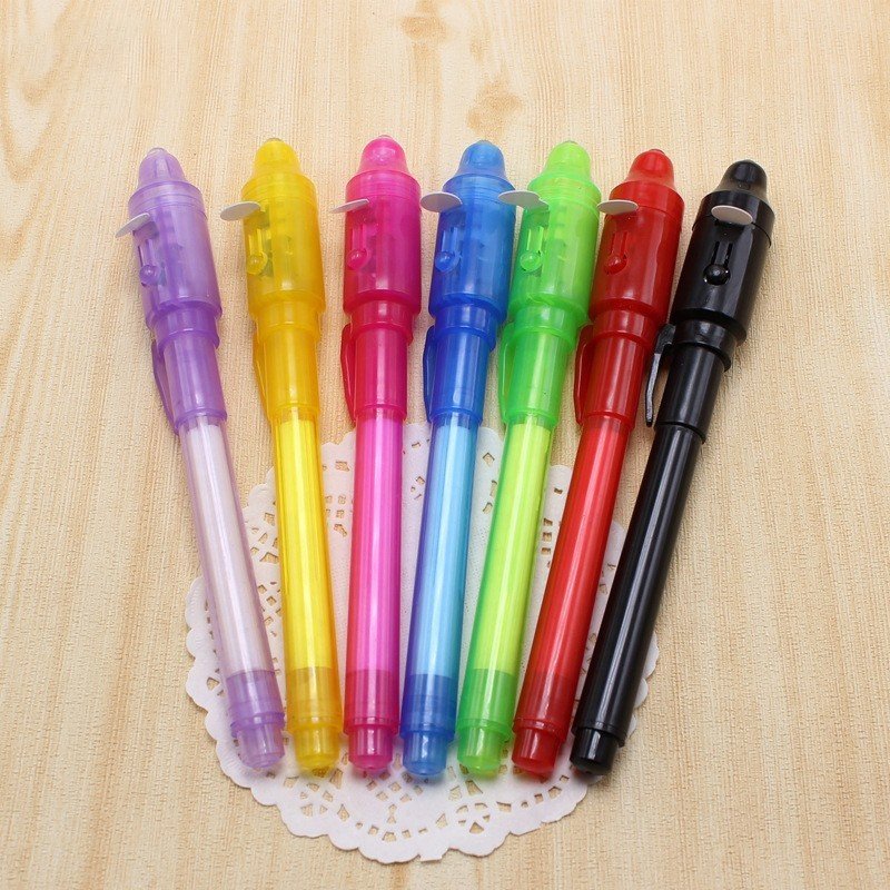 Disappearing Ink Marker Pen Secret Spy Message for Ideas Gifts LED light UV money detector invisible ink pen
