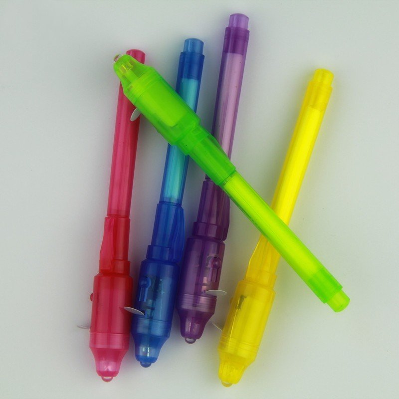Disappearing Ink Marker Pen Secret Spy Message for Ideas Gifts LED light UV money detector invisible ink pen