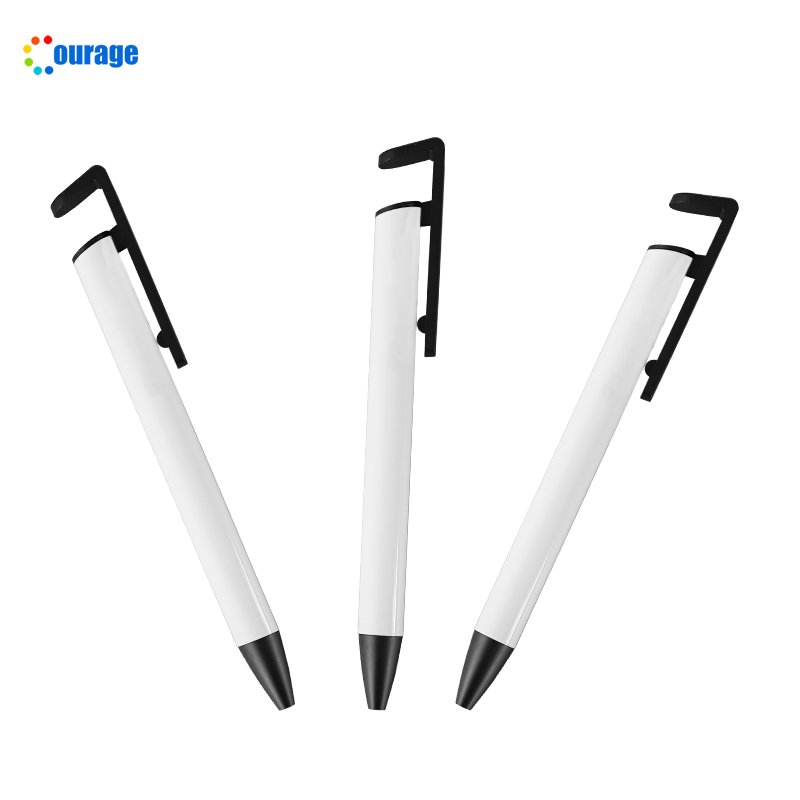 Wholesale Metal body printing area sublimation pens white blank Custom Logo DIY Ballpoint Pen Heat Press Pens with Shrink Wrap