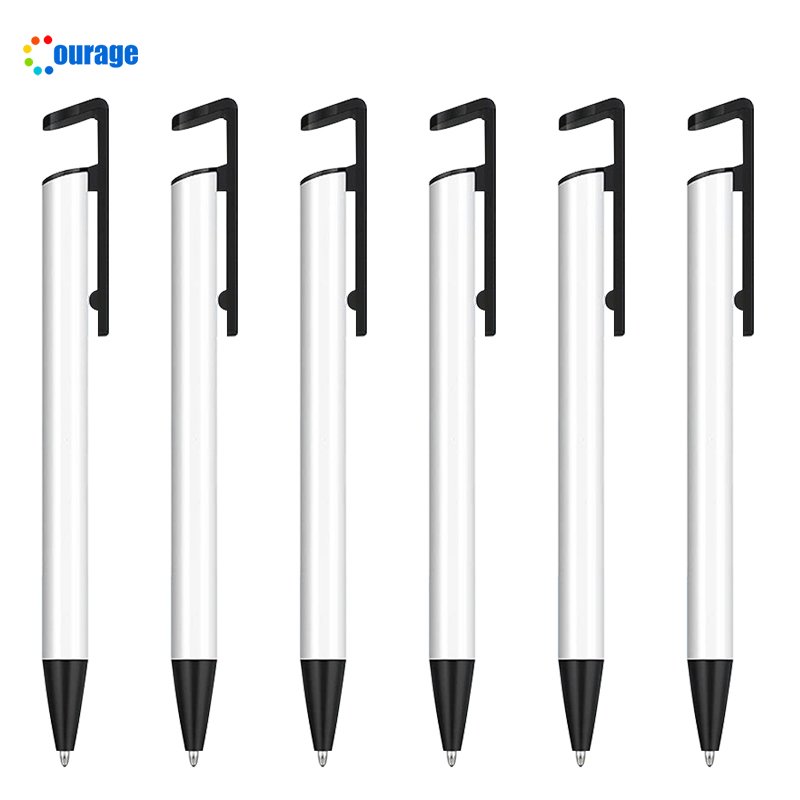 Wholesale Metal body printing area sublimation pens white blank Custom Logo DIY Ballpoint Pen Heat Press Pens with Shrink Wrap