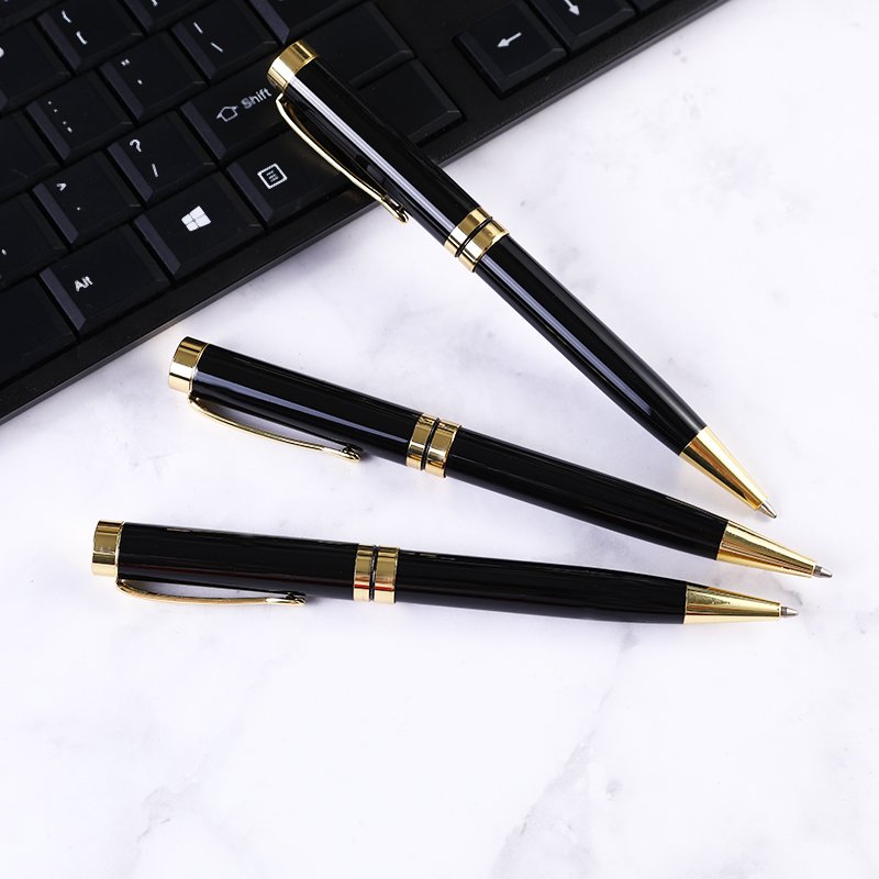 Cheap metal ballpoint pen classic hot sale gift pen black gold and black silver promotional logo advertising pen