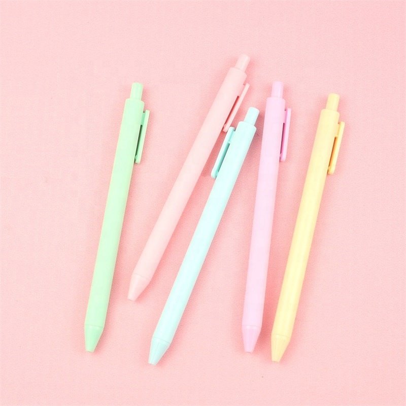 Hot Selling Advertising School Gift Ball Pen Custom Logo Click Pen Macaron Multi-color Plastic Ballpoint Pen