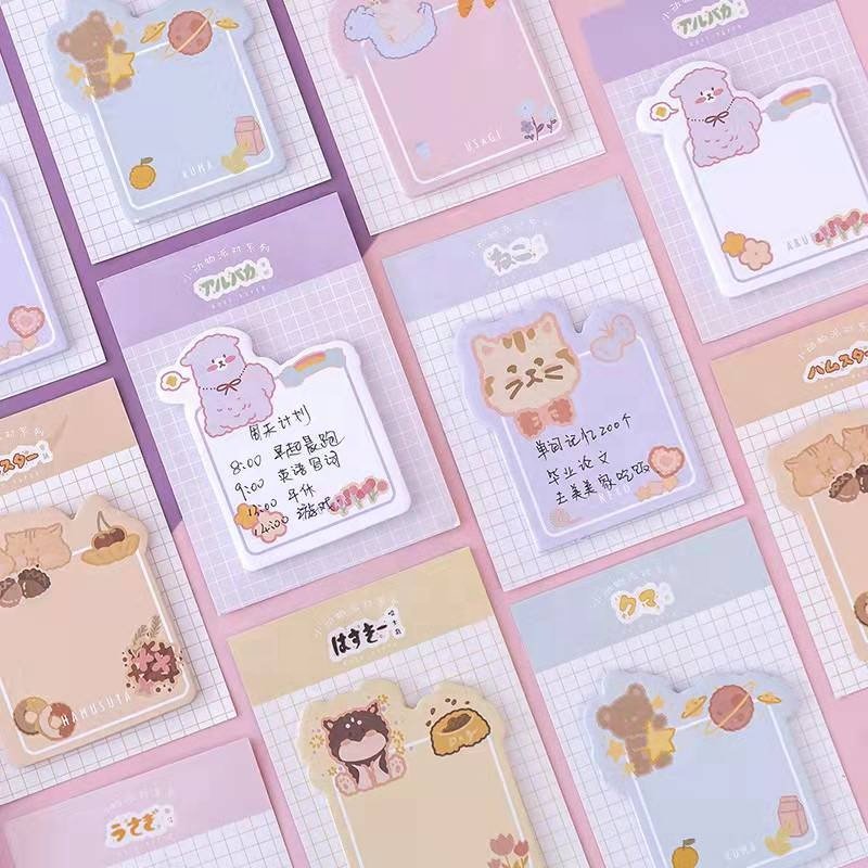 Creative school kids cartoon kawaii animal paper cute sticky notes for girls