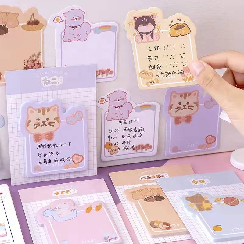 Creative school kids cartoon kawaii animal paper cute sticky notes for girls
