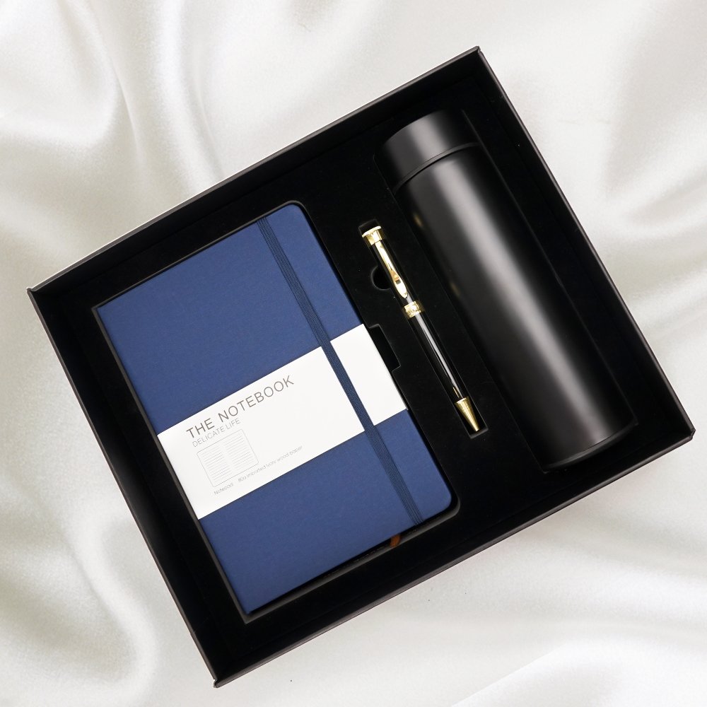 Promotional Disc Customized Box Packaging Gift Box A5 Pu Leather Bulk Hardcover Pu Notebooks With Pen Holder