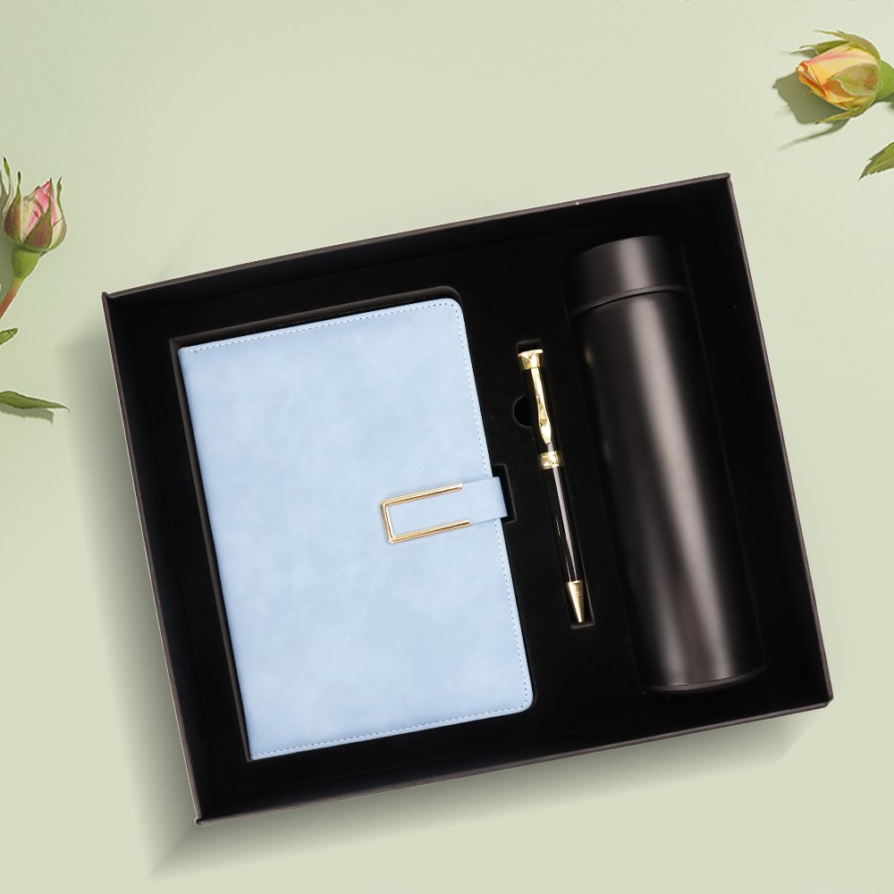Promotional Disc Customized Box Packaging Gift Box A5 Pu Leather Bulk Hardcover Pu Notebooks With Pen Holder