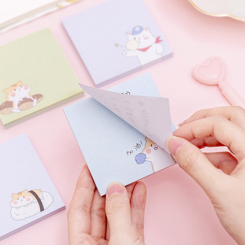 X1030-1 80sheets Sticky Note Kawaii Cartoon Hamster Paper Notepad Diary Scrapbooking Stickers Office School Stationery Notepads