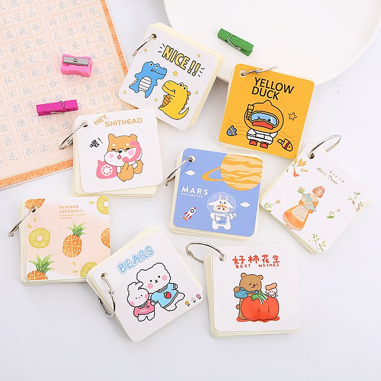 Cartoon Mini binder Coil Notebook note pads square School Office Supply