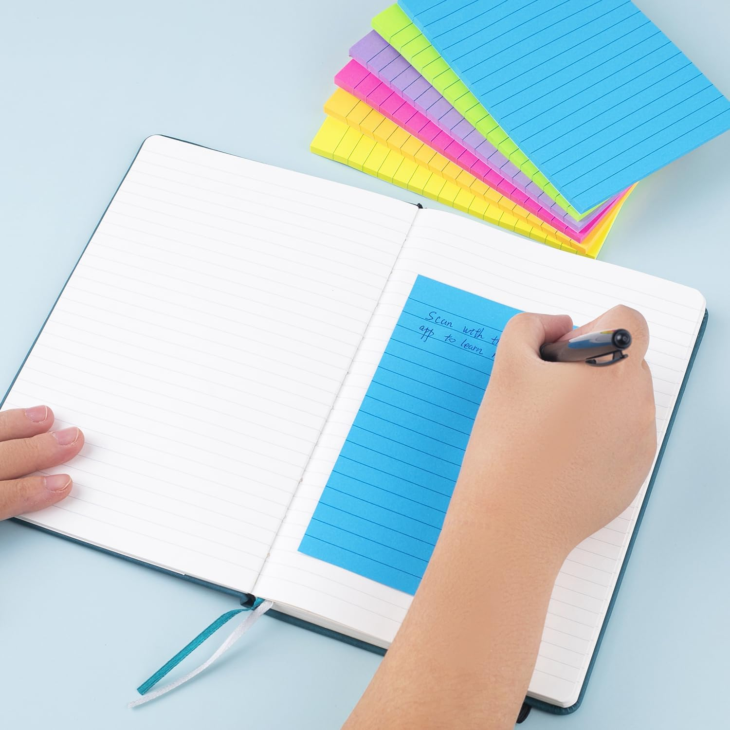School Supply Colorful Super Sticking Power 4x6 Inches Memo Pads Custom Lined Sticky Notes