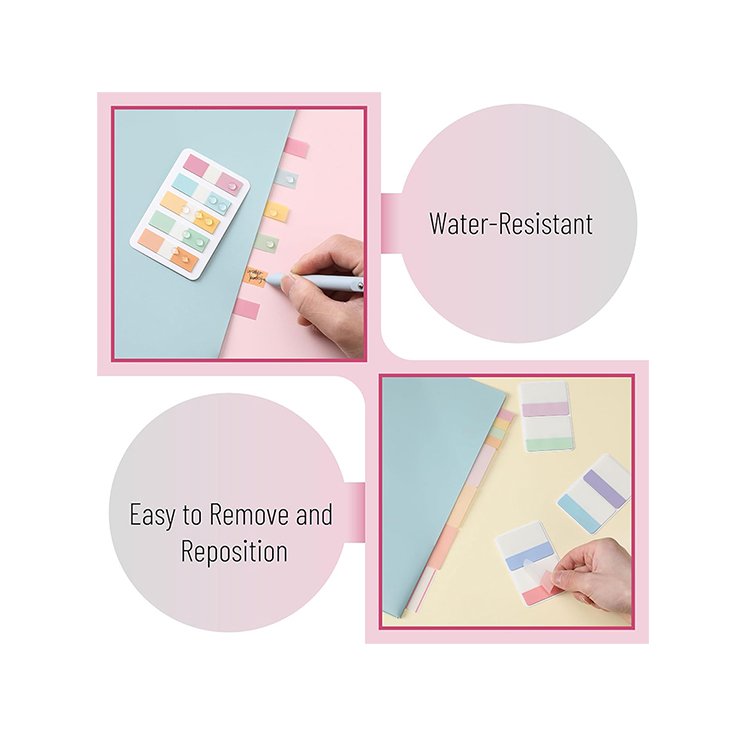 factory Custom colored waterproof Bible Journaling Supplies transparent Bible sticky tabs Bible Index Tabs for notebook office